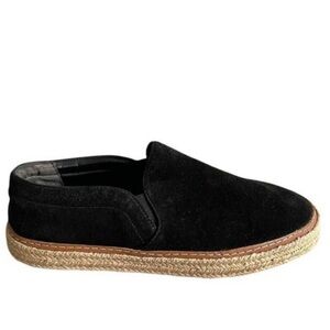 SCHUTZ Suede Slip On Suede Flat Espadrilles Black Tan 38